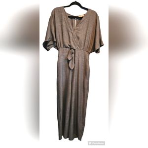 Le Lis Romper Small blue/gray chambray short sleeve, ankle length